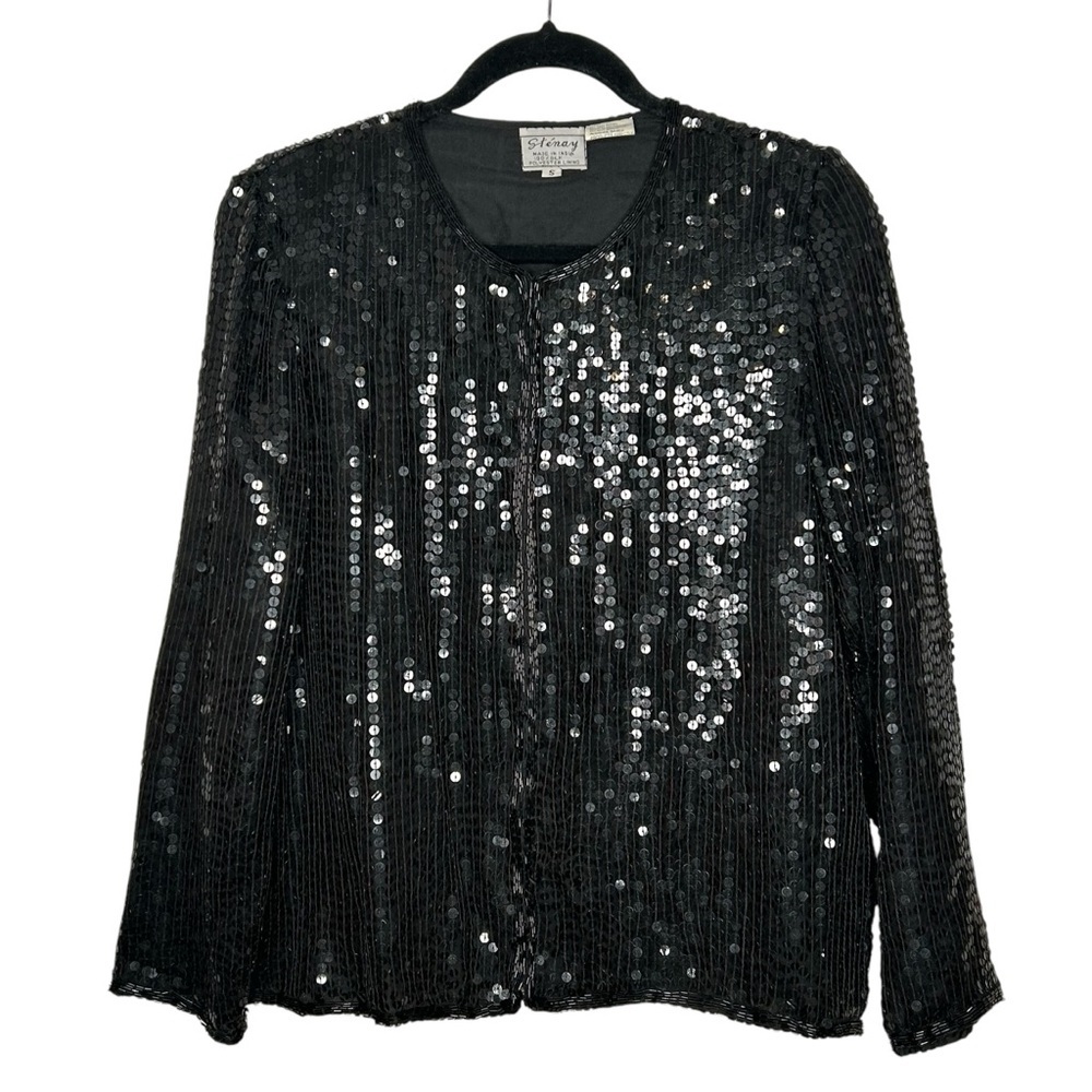 Stenay Black Vintage Heavily Beaded/Sequined Evening/Event Jacket Sz S